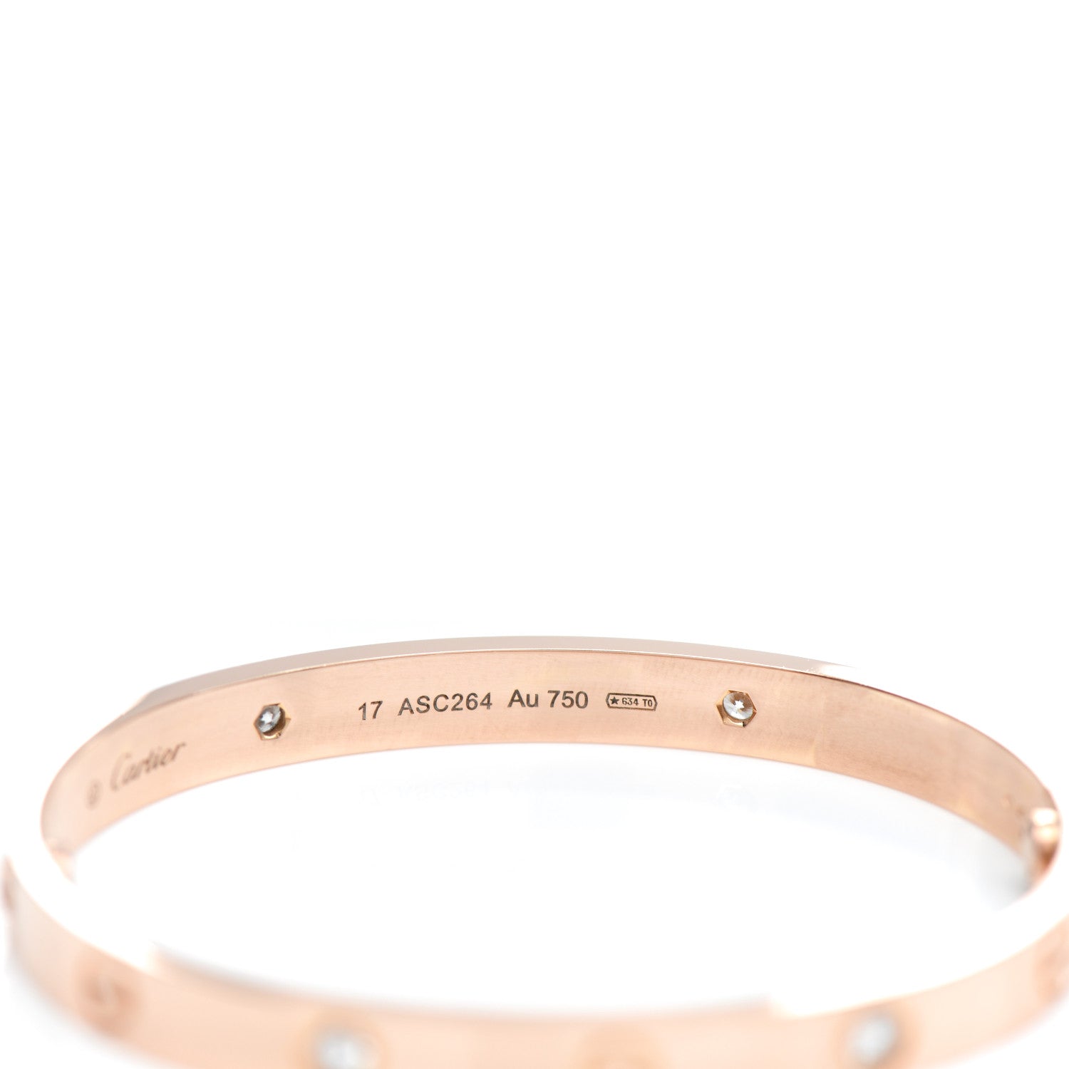 Cartier 18K Pink Gold 4 Diamond LOVE Bracelet 17 3 of 3