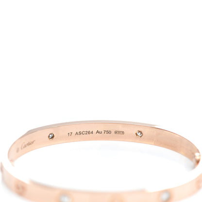 Cartier 18K Pink Gold 4 Diamond LOVE Bracelet 17 3 of 3