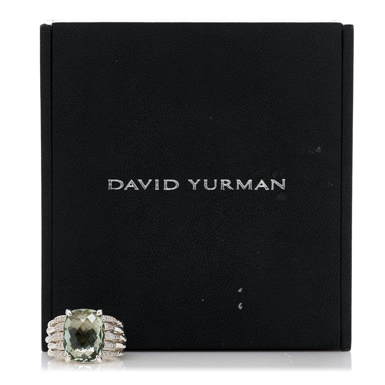 David Yurman Sterling Silver Diamond Prasiolite 16mm Tides Statement Ring 57 8 4 of 5