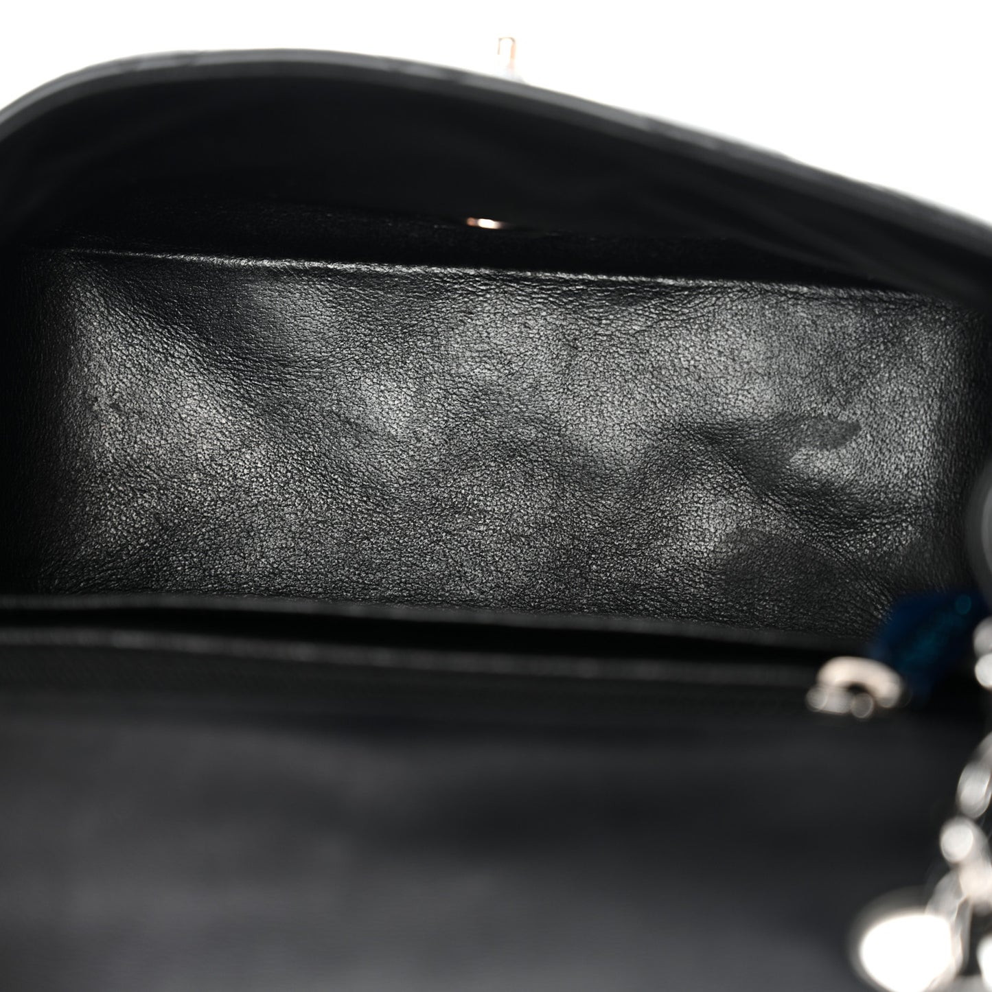 Patent Calfskin Quilted Mini Square Flap Black