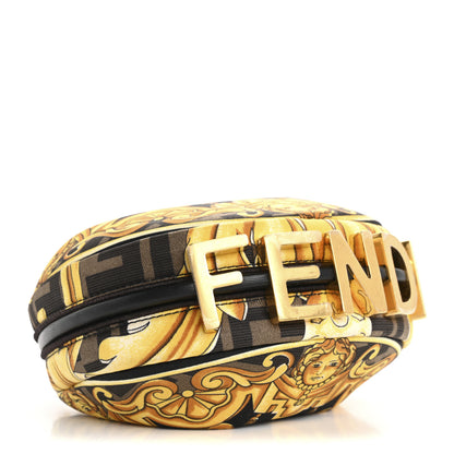 Fendi X VERSACE Silk Fendace Baroque Nano Fendigraphy Hobo Charm Black Gold 4 of 13