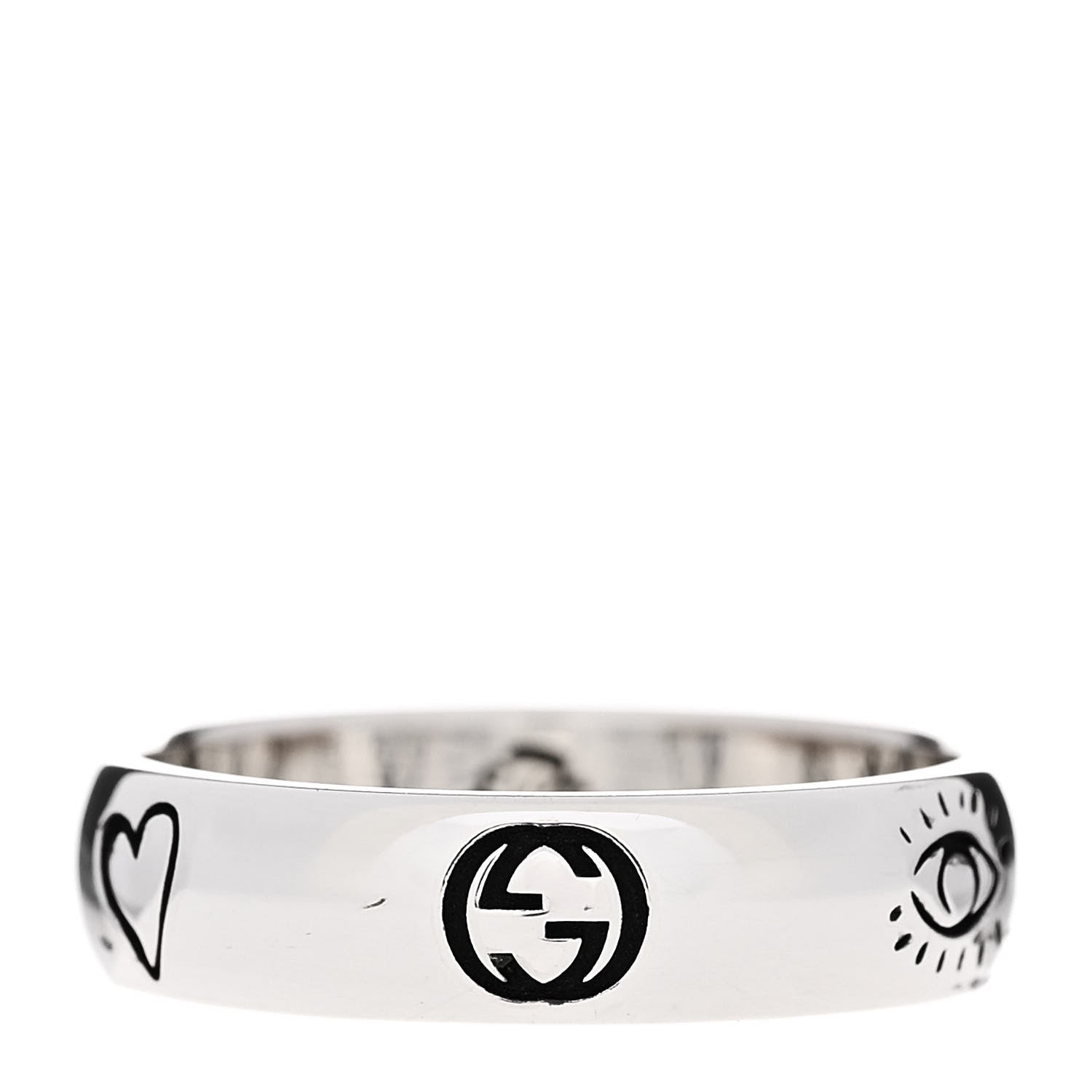 Gucci Sterling Silver Blind for Love Band Ring 55 7.25 3 of 7