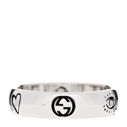Gucci Sterling Silver Blind for Love Band Ring 55 7.25 3 of 7