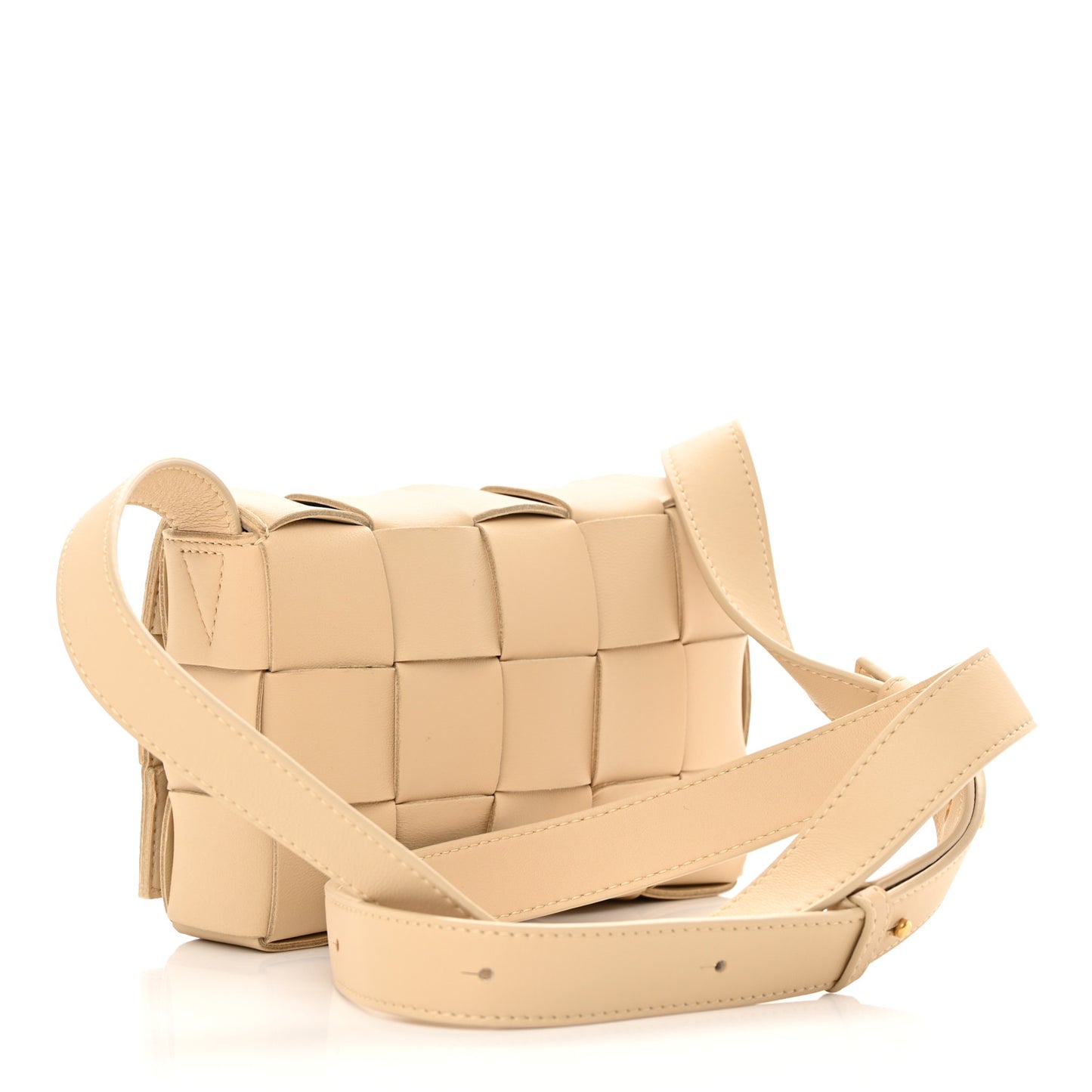 Lambskin Maxi Intrecciato Small Cassette Crossbody Bag Porridge