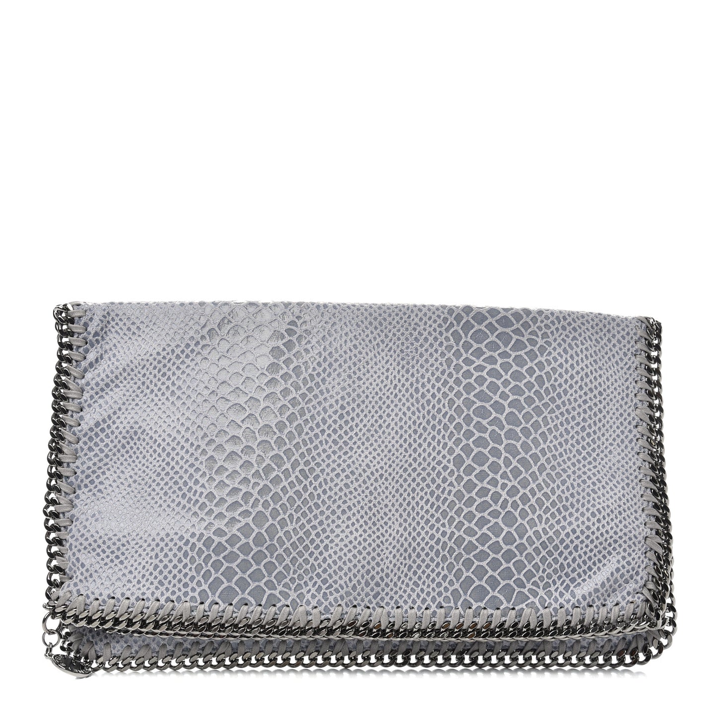 Eco Python Embossed Falabella Fold Over Clutch Light Blue