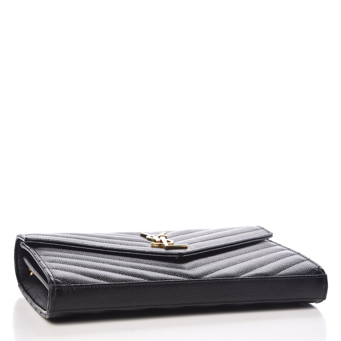 Grain De Poudre Matelasse Chevron Monogram Chain Wallet Black