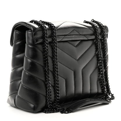 Saint Laurent Calfskin Y Quilted Monogram Monochrome Small Loulou Chain Satchel Black 3 of 11