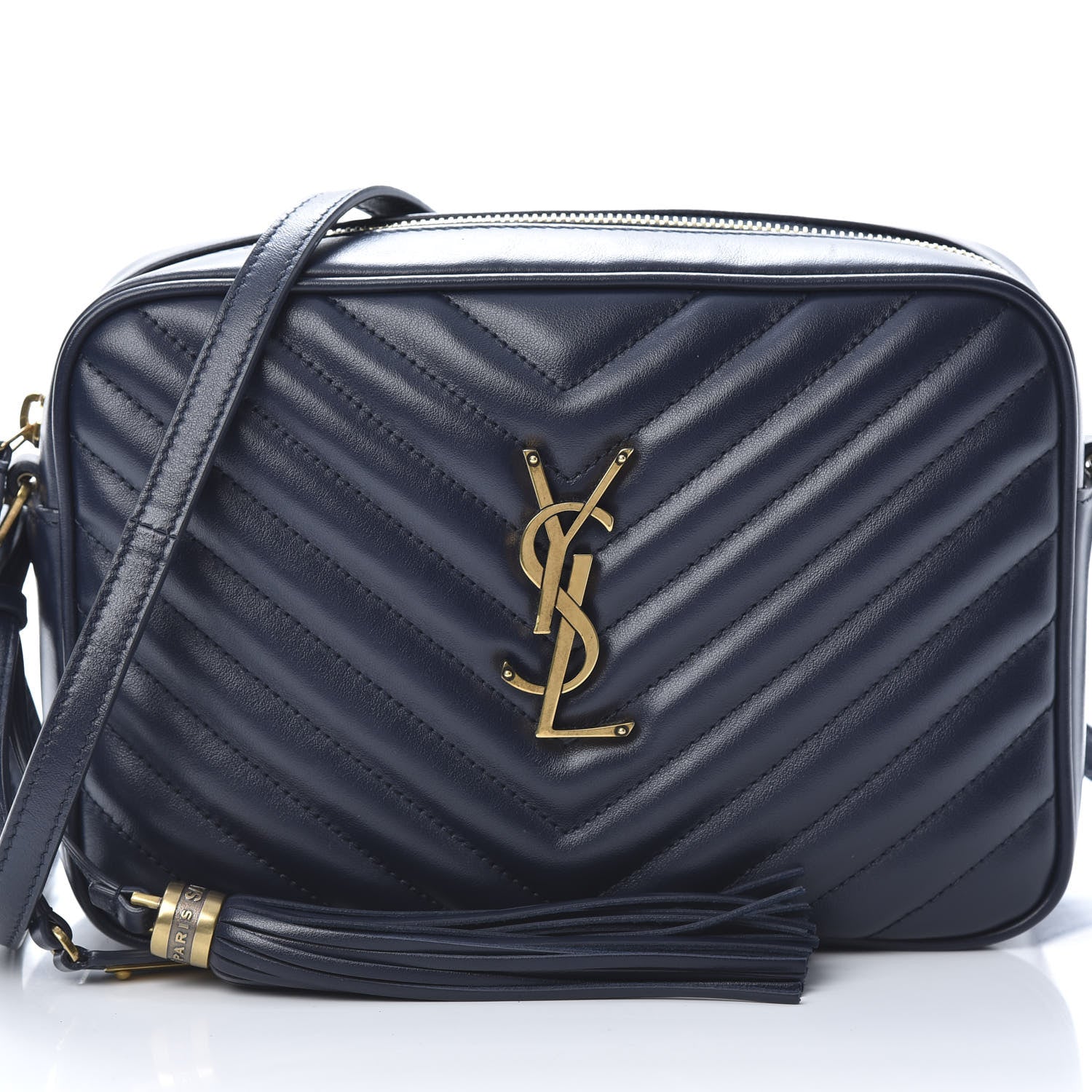 Saint Laurent Calfskin Matelasse Monogram Lou Camera Bag Navy 8 of 12