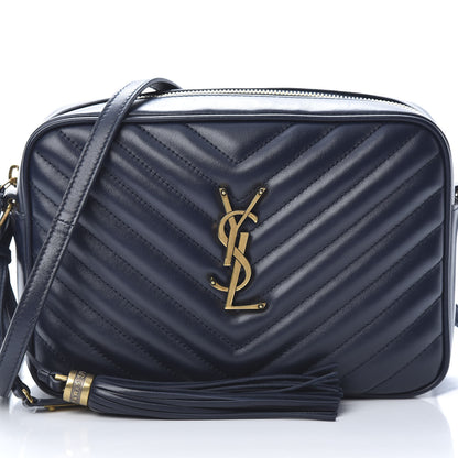 Saint Laurent Calfskin Matelasse Monogram Lou Camera Bag Navy 8 of 12