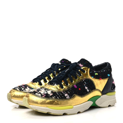 Chanel Tweed Lambskin Runway Sneakers 36 Black Multicolor 3 of 6