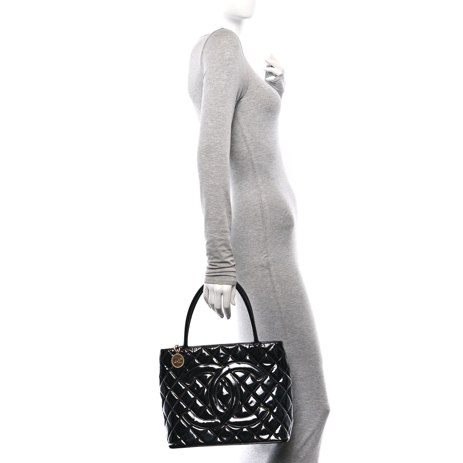 Chanel Patent Medallion Tote Black 2 of 10