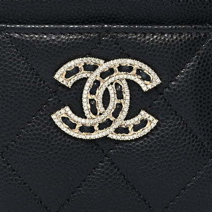 Chanel Caviar Quilted Crystal Card Holder Black 9 of 9