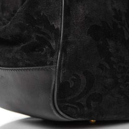 Gucci Nubuck Brocade Medium Lady Stirrup Top Handle Black 11 of 17