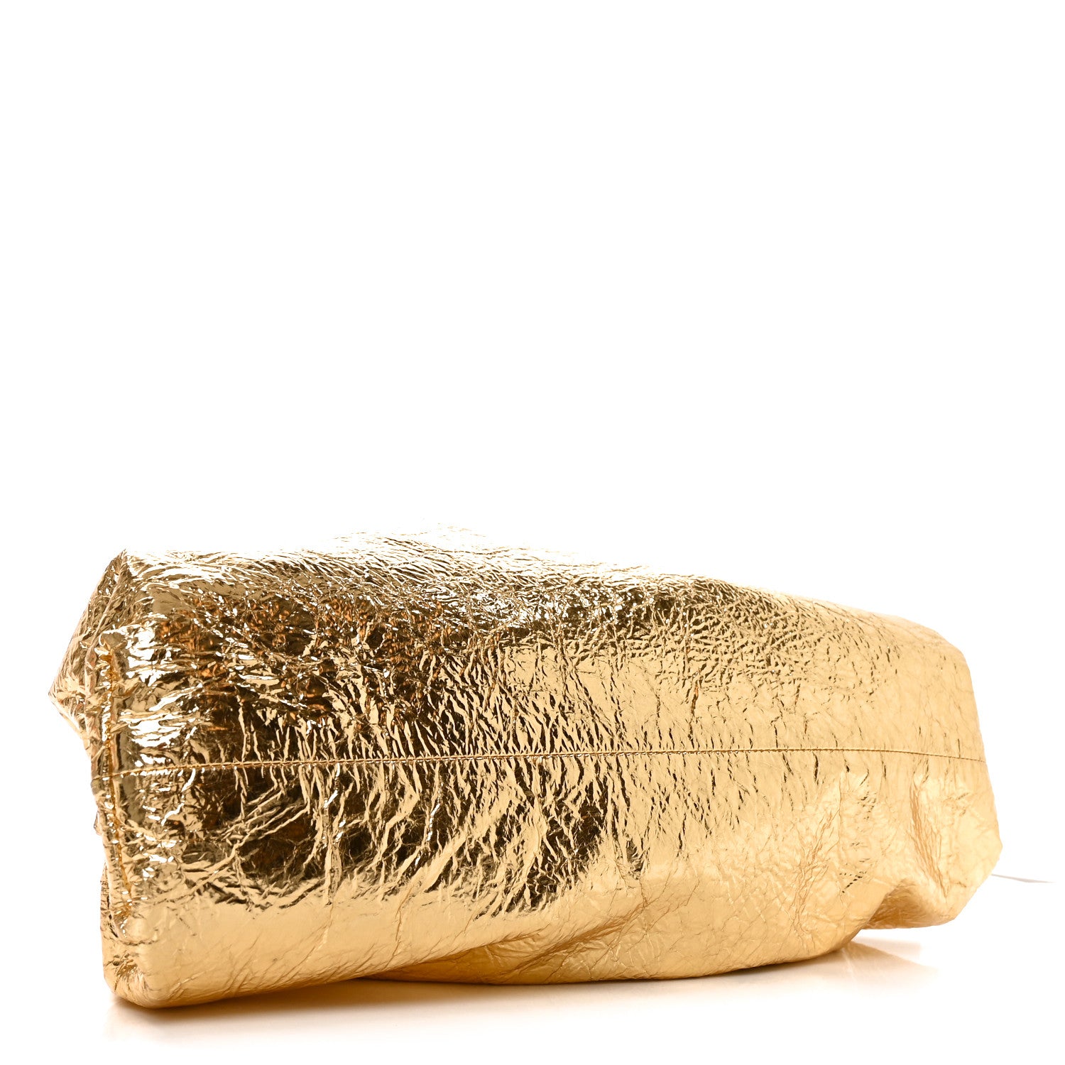 Bottega Veneta Metallic Crinkled Lambskin The Pouch Oversized Clutch Oro 4 of 11