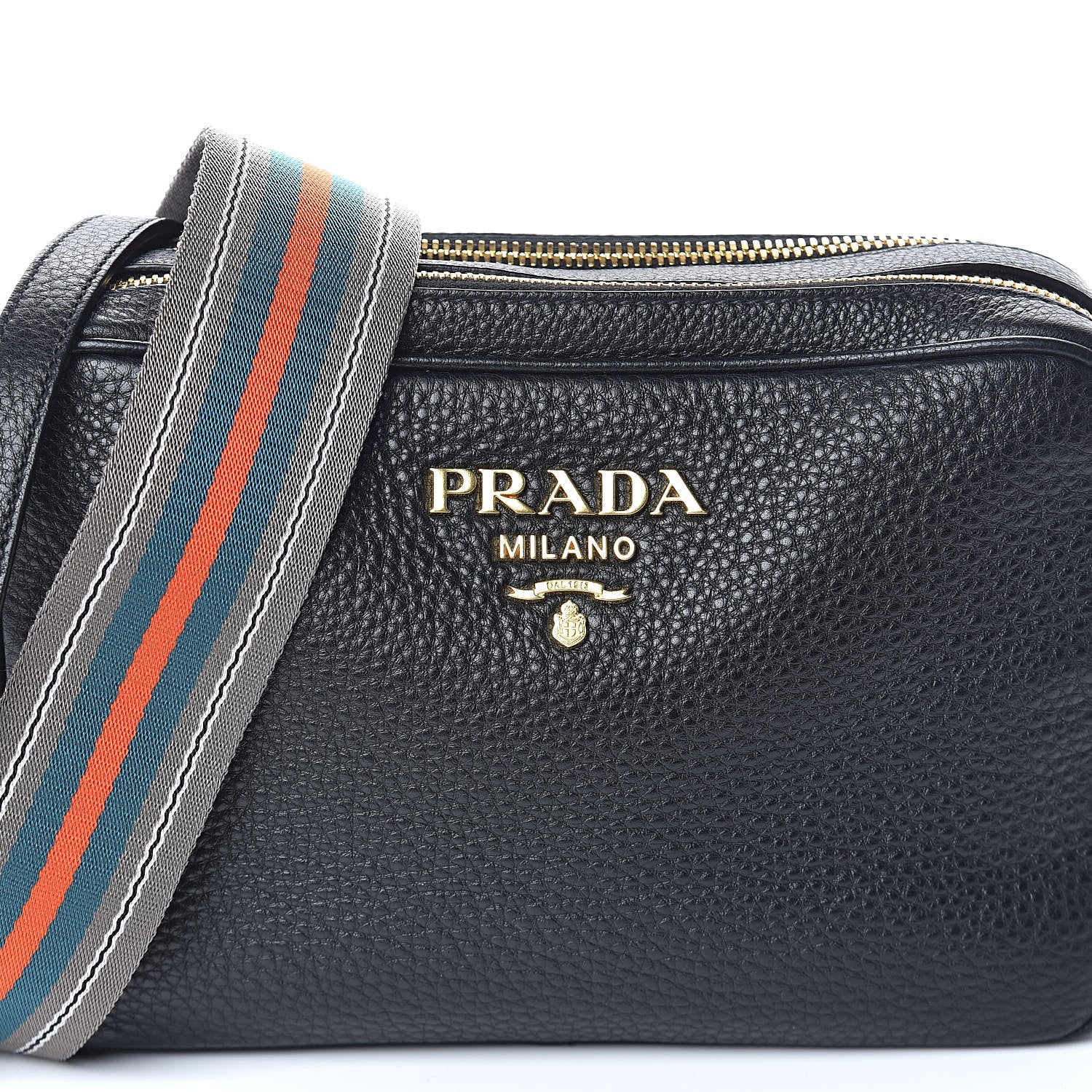 Prada Vitello Daino Medium Double Zip Shoulder Bag Black 8 of 11