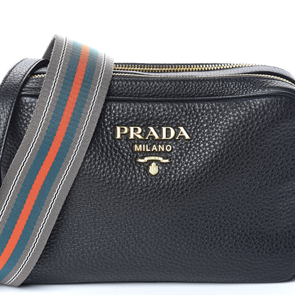 Prada Vitello Daino Medium Double Zip Shoulder Bag Black 8 of 11