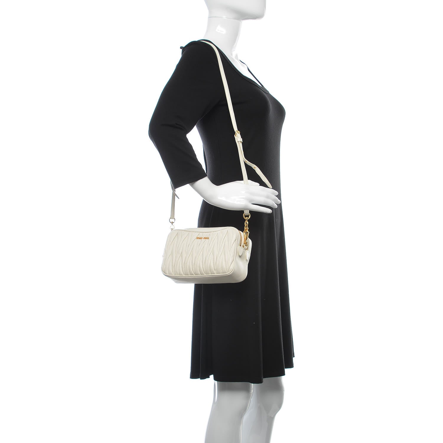 Miu Miu Nappa Matelasse Double Zip Chain Shoulder Bag White 2 of 15