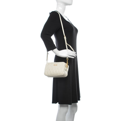 Miu Miu Nappa Matelasse Double Zip Chain Shoulder Bag White 2 of 15