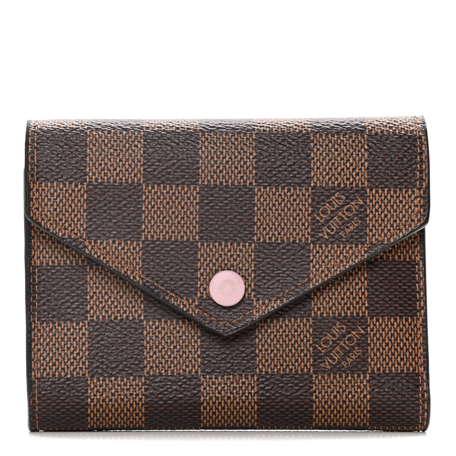 Louis Vuitton Damier Ebene Victorine Wallet Rose Ballerine 1 of 12