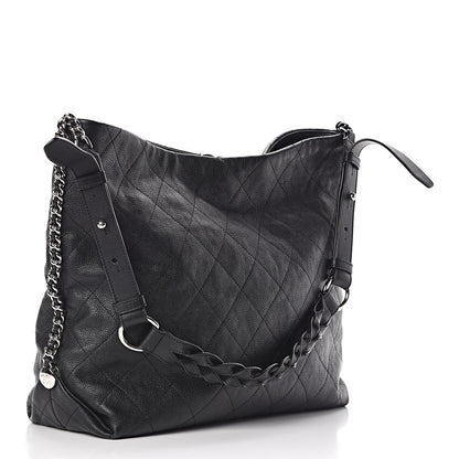Chanel Grained Calfskin Stitched Medium Braided With Style Hobo Black 3 of 10