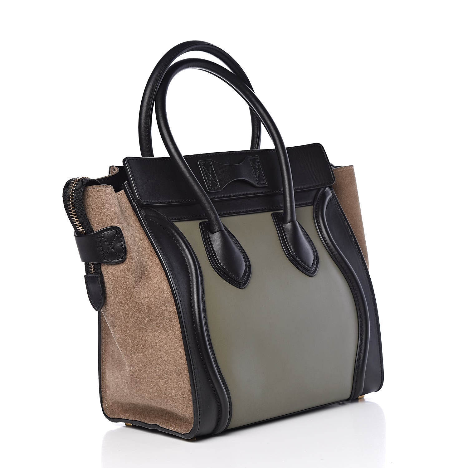 Celine Satin Calfskin Suede Micro Tri-Color Luggage Almond 3 of 13
