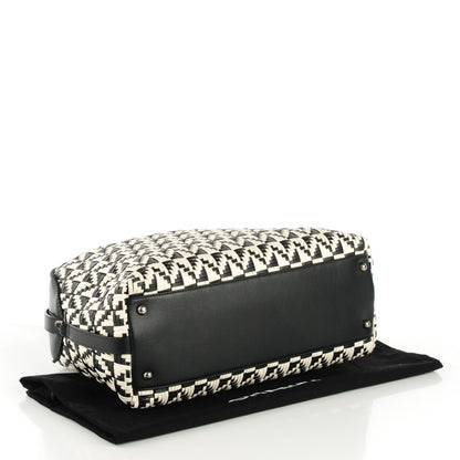 Chanel Calfskin Woven Bowling Bag Black White 4 of 7