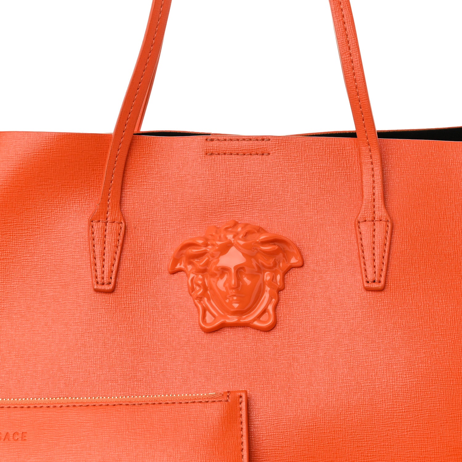 Versace Saffiano Palazzo Medusa Tote Orange 7 of 12