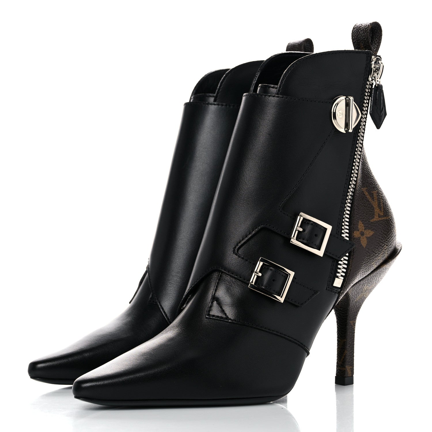 Louis Vuitton Calfskin Monogram Janet Ankle Boots 37 Black 3 of 8