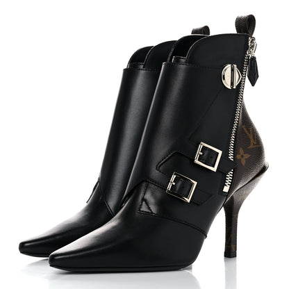 Louis Vuitton Calfskin Monogram Janet Ankle Boots 37 Black 3 of 8