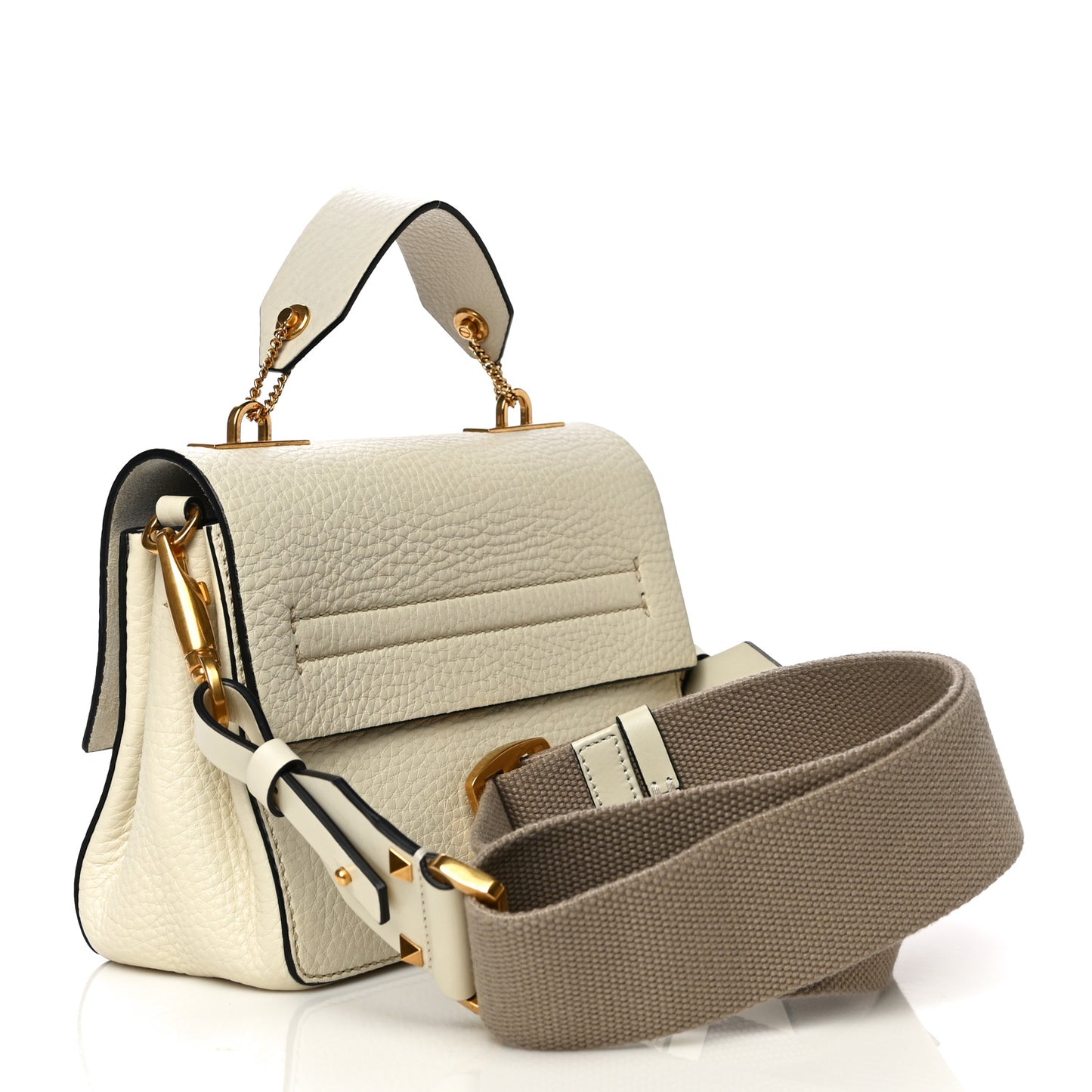 Pebbled Calfskin Mini VRing Shoulder Bag Light Ivory