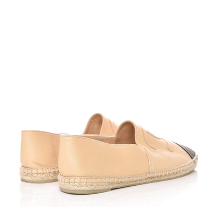 Chanel Lambskin CC Espadrilles 39 Beige Black 4 of 12