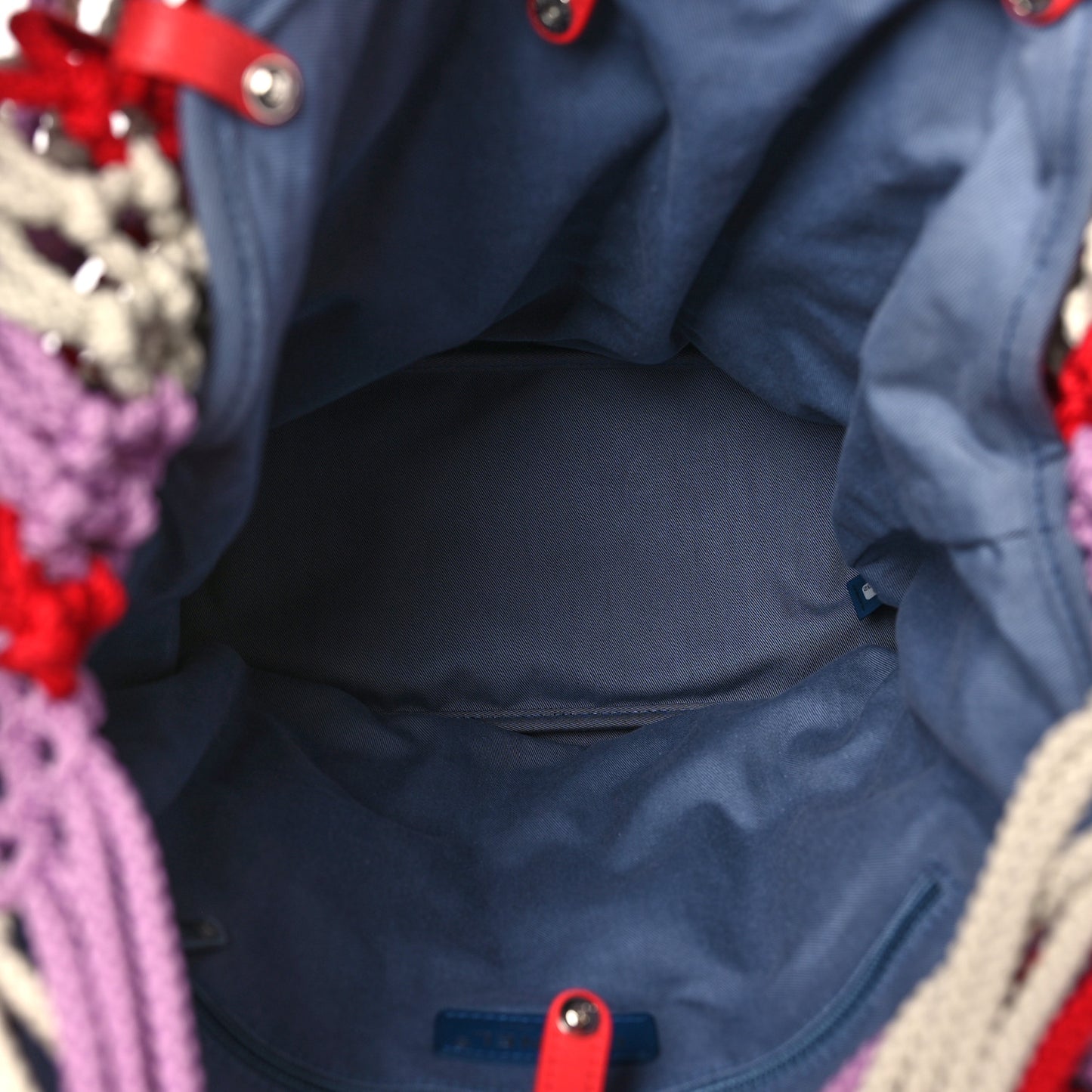 Lambskin Mixed Fibers Large Shopping Bag Red Purple White