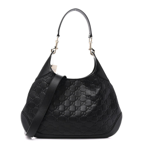 GG Calfskin Embossed B Medium Shoulder Bag Arabella Black
