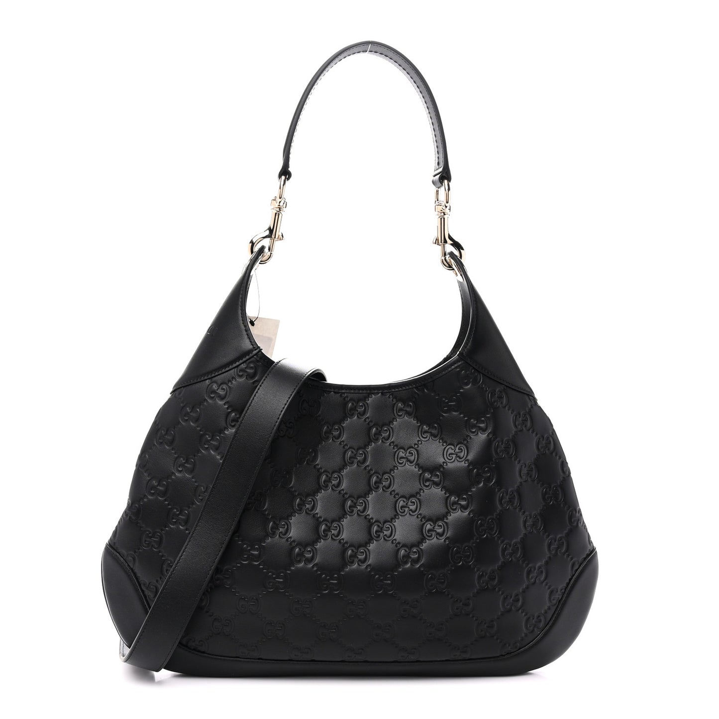 GG Calfskin Embossed B Medium Shoulder Bag Arabella Black
