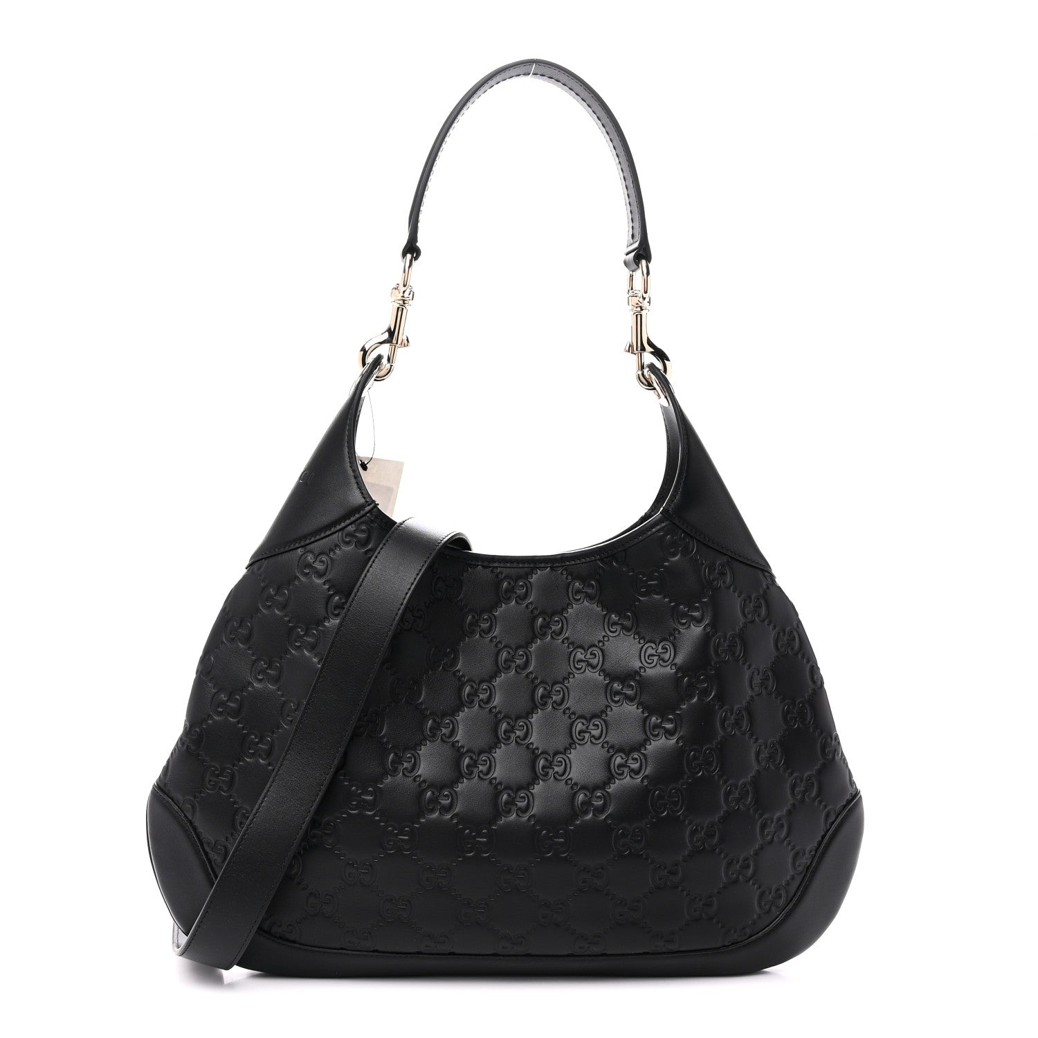 Gucci GG Calfskin Embossed B Medium Shoulder Bag Arabella Black 1 of 10