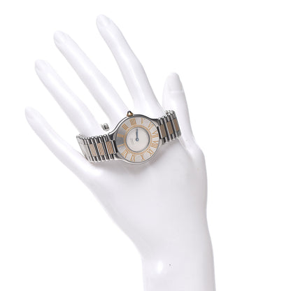 Cartier Stainless Steel 18K Yellow Gold 31mm Must De 21 Bullet Link Quartz Watch 2 of 6