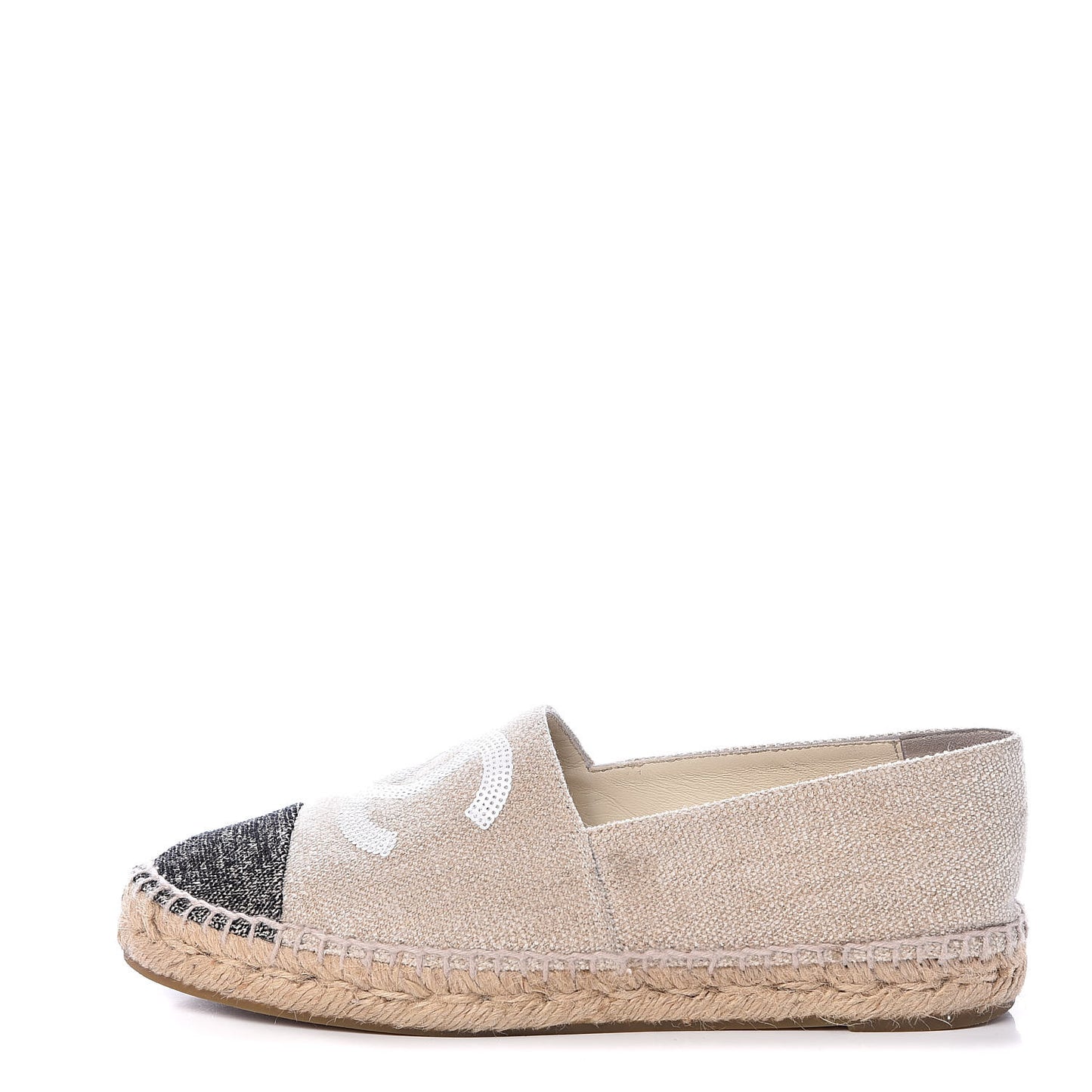 Toile Sequin CC Espadrilles 38 Beige Black