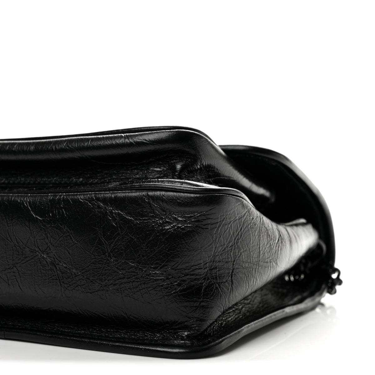 Crinkled Lambskin Matelasse Monogram Baby Niki Chain Satchel Black