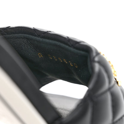 Chanel Lambskin Quilted Textured CC Mules 38.5 Black 9 of 10