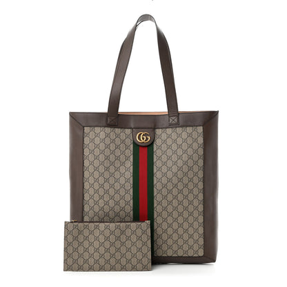 Gucci GG Supreme Monogram Web Large Ophidia Vertical Shopping Tote Brown 1 of 13
