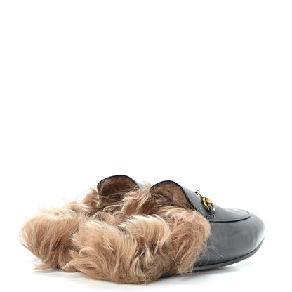 Gucci Calfskin Fur Womens Princetown Slippers 41 Black 4 of 8