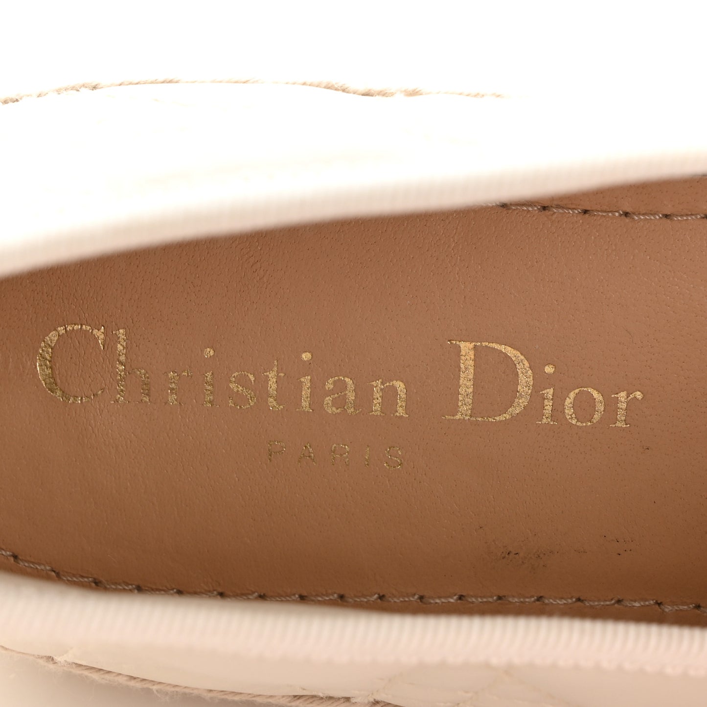 Calfskin Cannage Granville Espadrilles 38.5 Off White