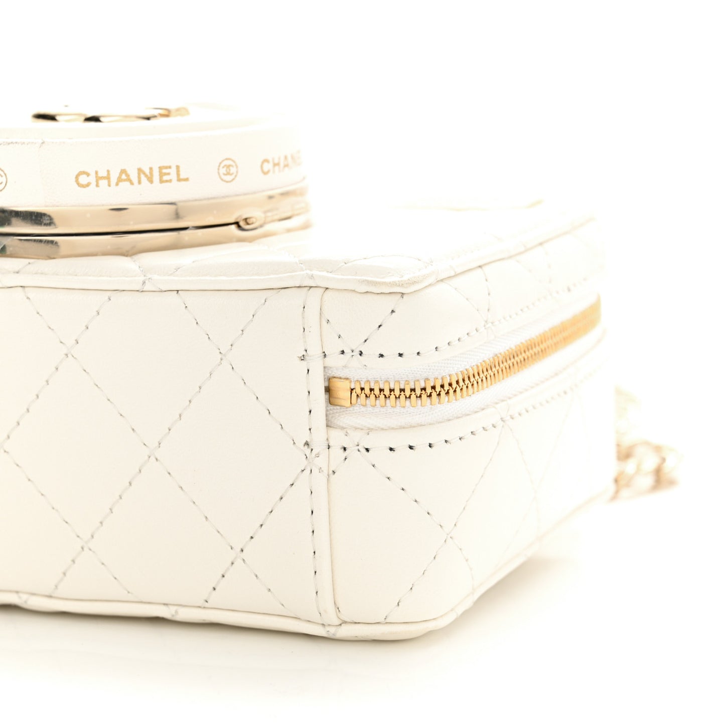 Lambskin Quilted Coco Click Bag White
