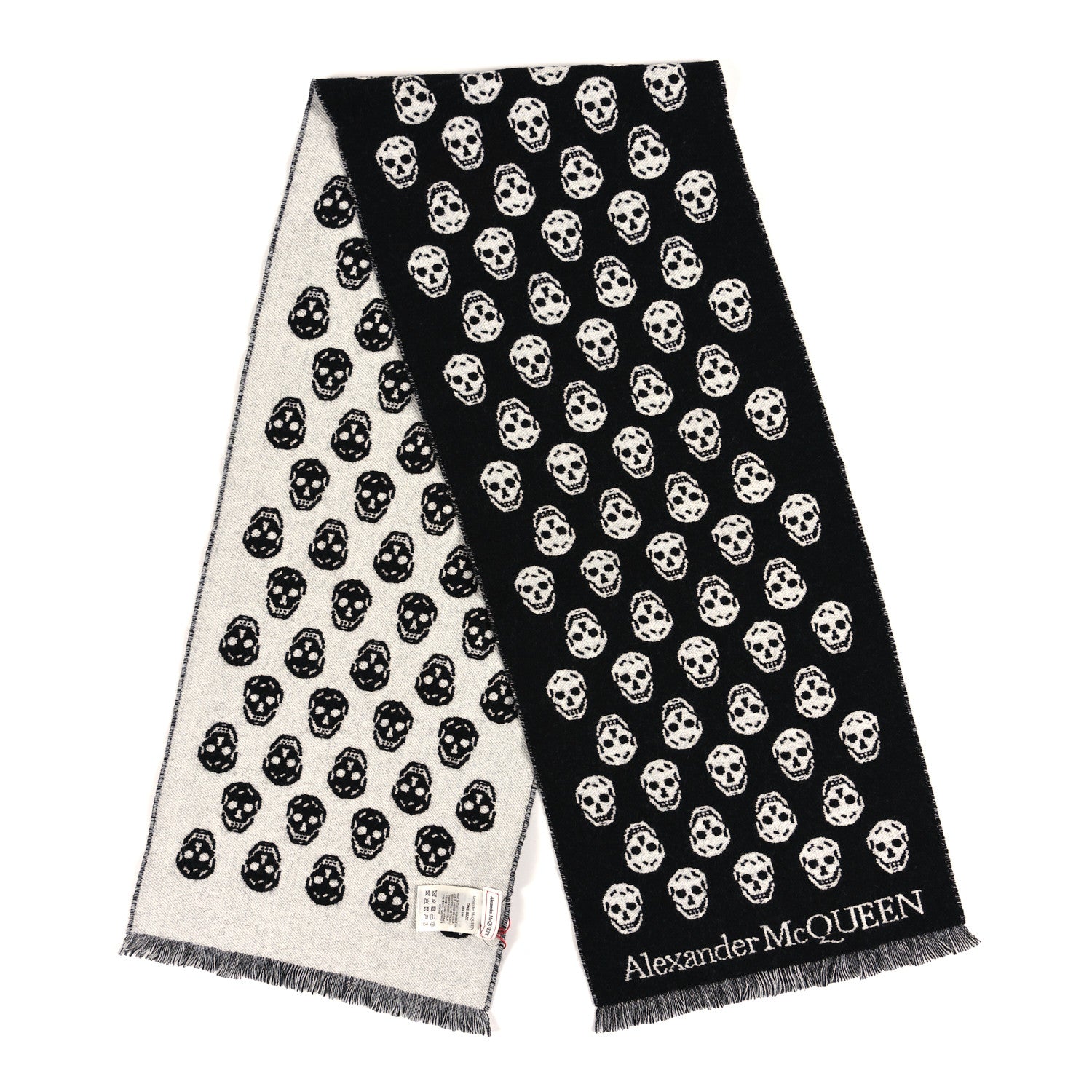 Alexander McQueen Wool Skull Scarf Black White 2 of 3