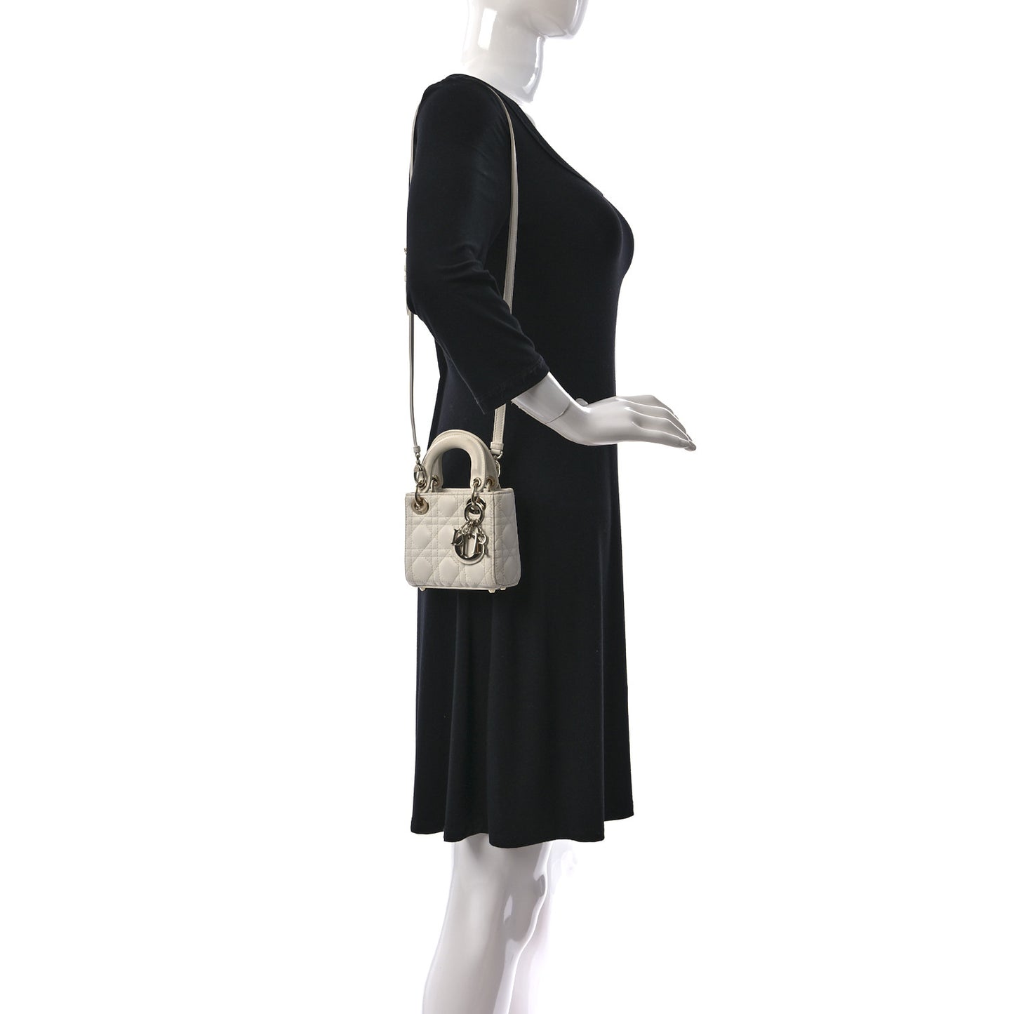 Lambskin Cannage Micro Lady Dior White