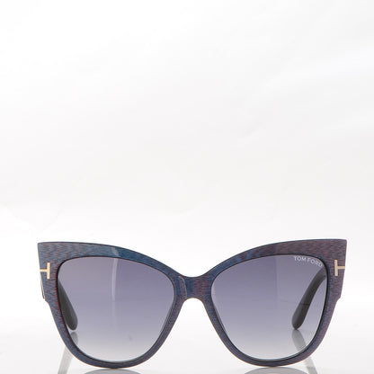 Tom Ford Acetate Anoushka Cat Eye Sunglasses TF371 Blue Multi 2 of 8