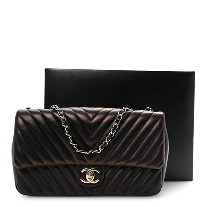 Chanel Iridescent Lambskin Surpique Chevron Medium Flap Black 11 of 11
