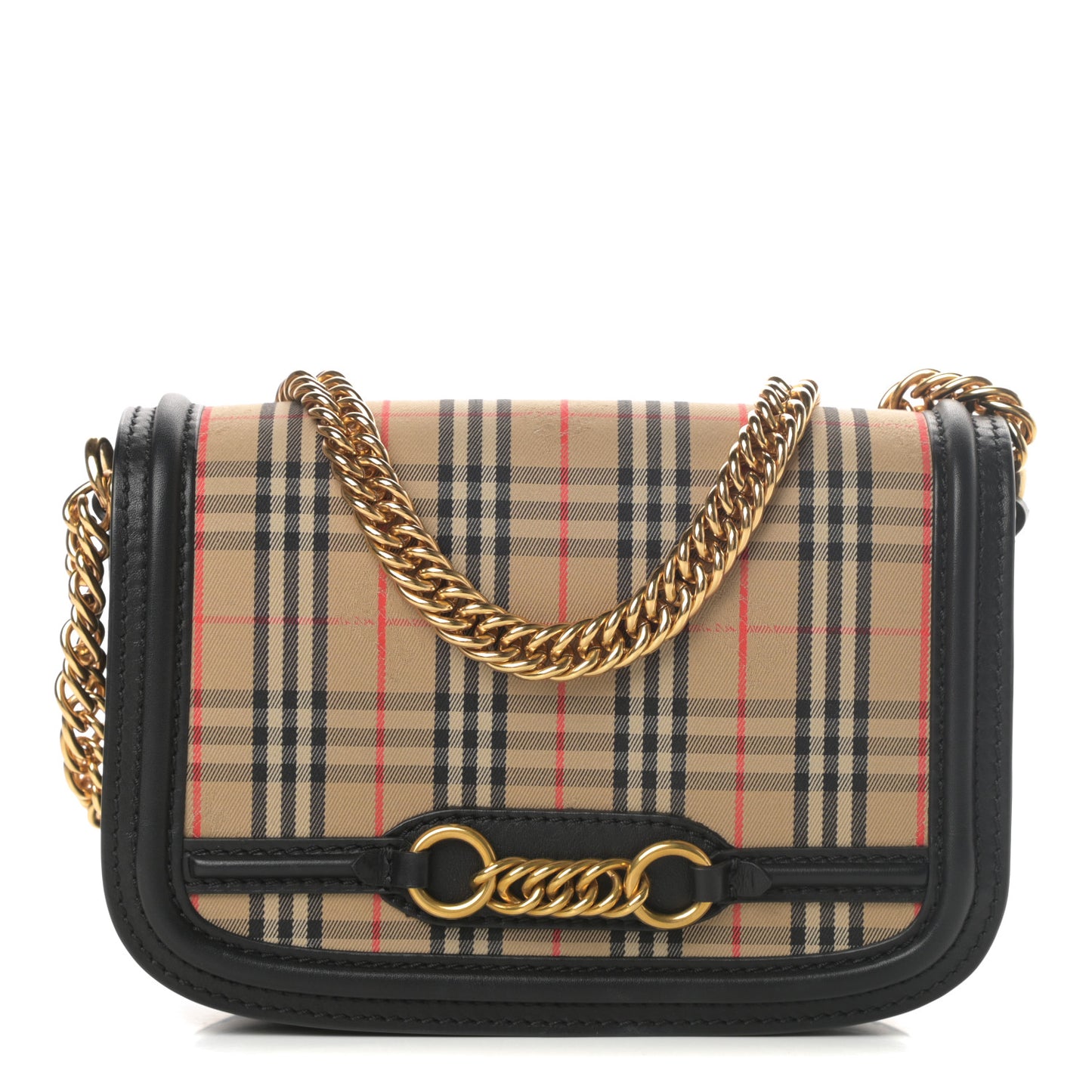 Smooth Calfskin 1983 Knight Check Link Shoulder Bag Black