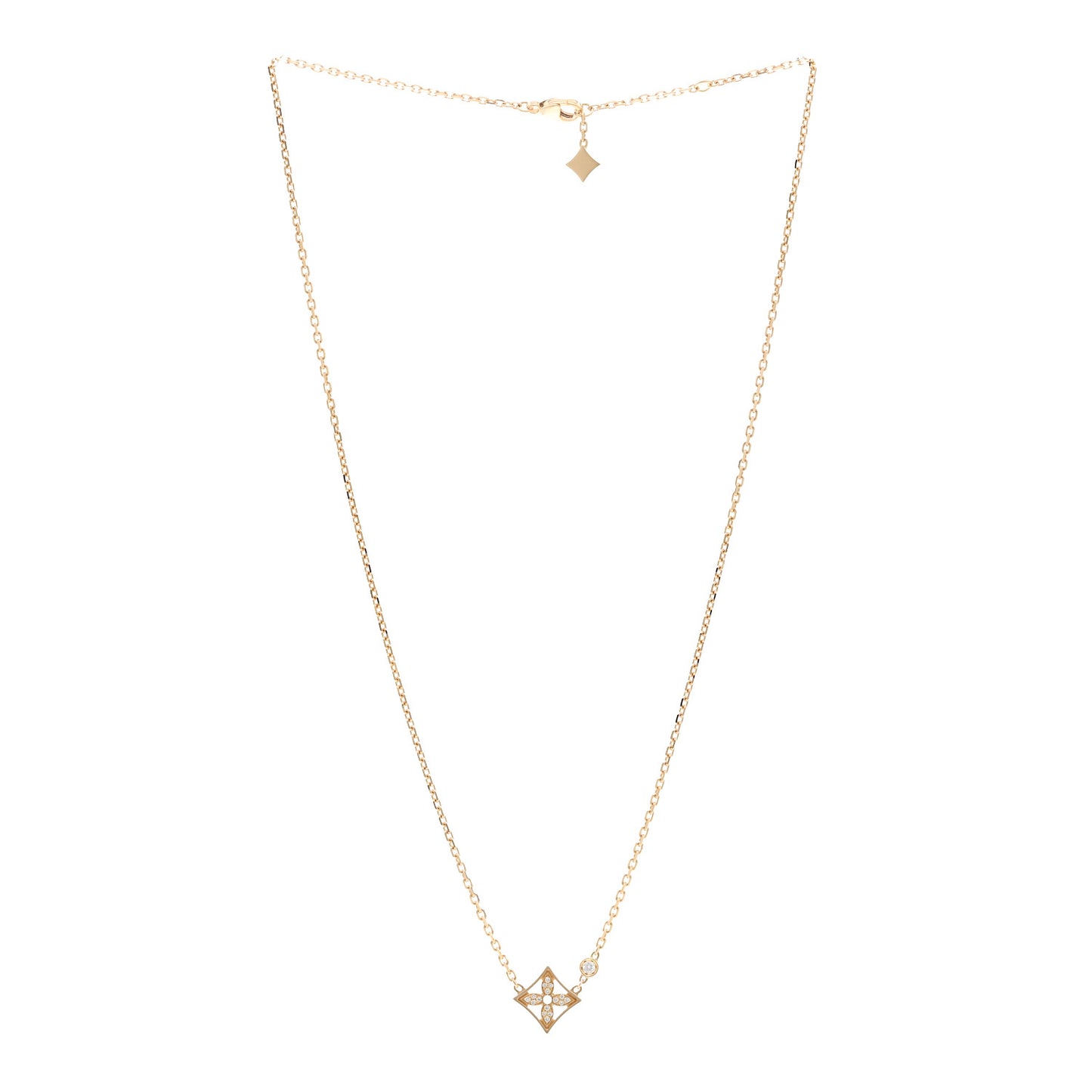 18K Yellow Gold Diamond Idylle Blossom Pendant Pave Necklace