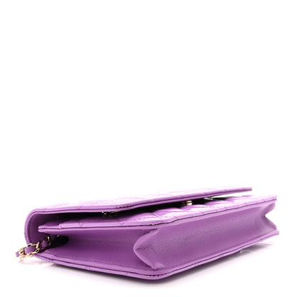 Chanel Patent Calfskin Quilted Wallet On Chain WOC Purple 4 of 12